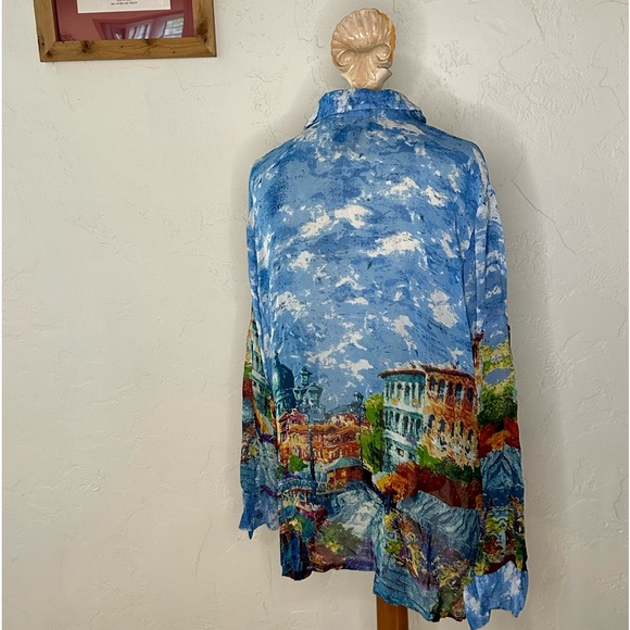 Embellished viscose top with Italian Venice and cloud print - lovely for Spring! - Picture 3 of 3